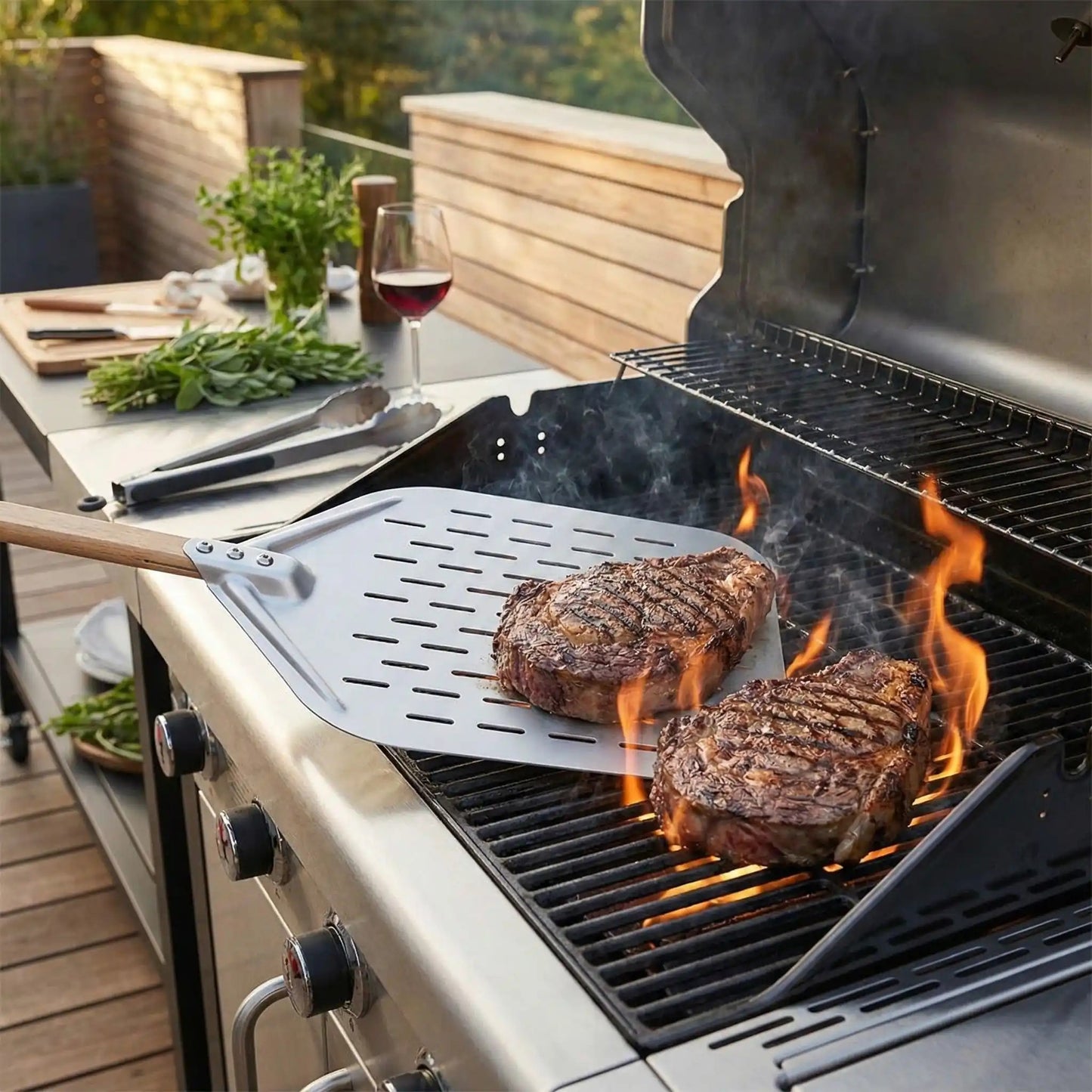 pelle a pizza lightweight pour cuisson bifteck sur grill bbq